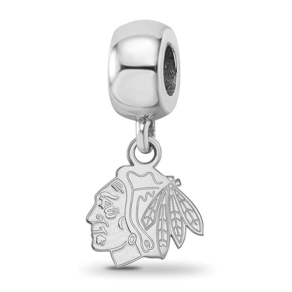 Sterling Silver Rhodium Plated NHL Chicago Blackhawks XS Dangle Bead